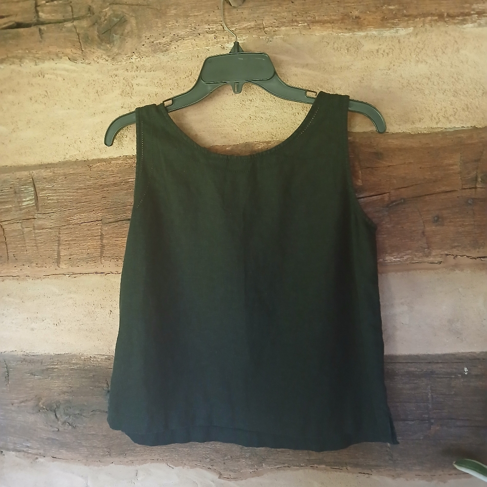Erika Bkack Crew Neck Linen & Rayon Tank Top Size Small - Picture 3 of 5